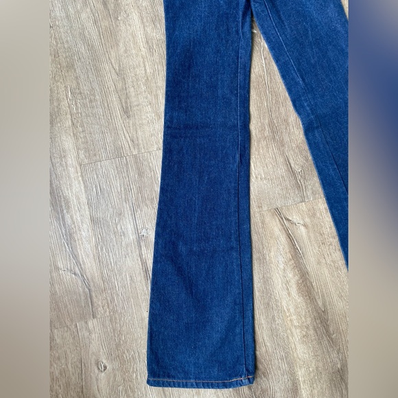 Vintage 1970s XXS XS 22 Chemin De Fer Wide Bell Bottom Denim Jeans Flares Hippie - Picture 3 of 9